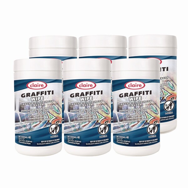 Claire Graffiti Wipe, 1-Ply, 12 x 9.5, Mild Scent, Purple, 6PK - 1000002536