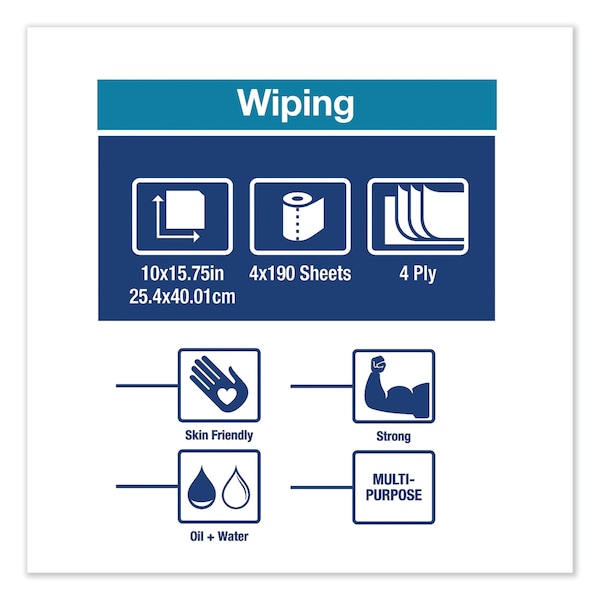 Tork Tork Paper Wiper Centerfeed Blue M2, High Absorbency, 4 x 190 Feet, 132451A - 132451A