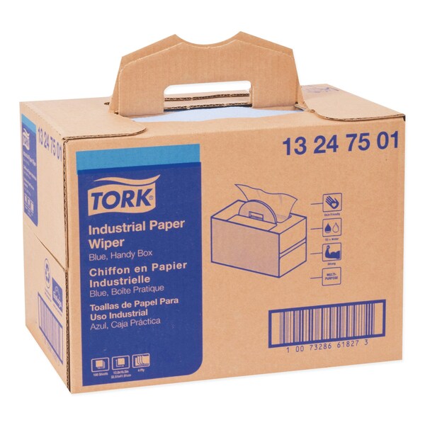 Tork Tork Industrial Paper Wiper Blue, Handy Box W7 4-Ply, 1 x 180 Feet, 13247501 - 13247501
