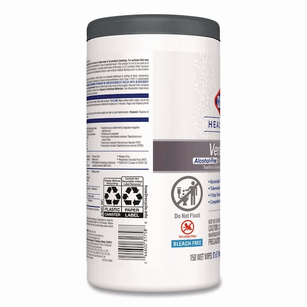 Clorox Cleaner Disinfectant Wipes, 1-Ply, 6" x 5", White, 150/Can, PK6 - 31758