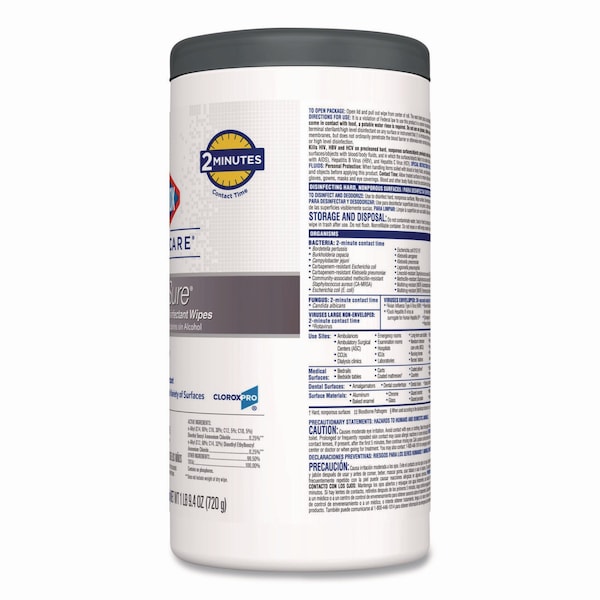 Clorox Cleaner Disinfectant Wipes, 1-Ply, 6" x 5", White, 150/Can, PK6 - 31758