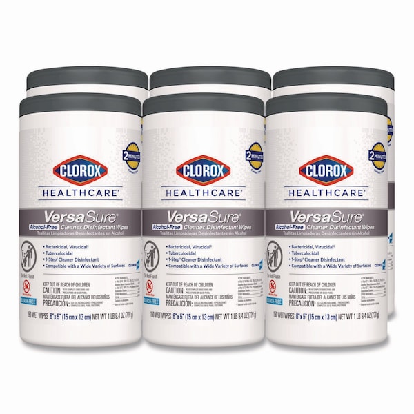 Clorox Cleaner Disinfectant Wipes, 1-Ply, 6" x 5", White, 150/Can, PK6 - 31758