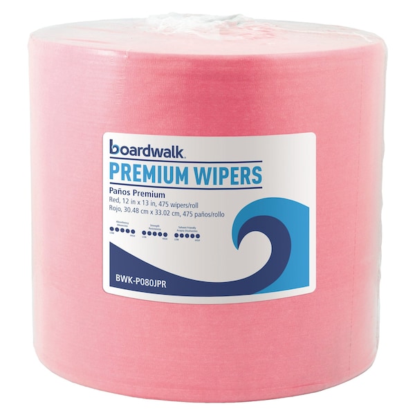 Boardwalk Hydrospun Wipers, 12 x 12, Red, 475/Roll - BWKP080JPR