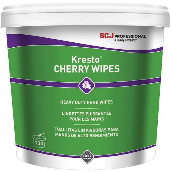 Sc Johnson Hand Wipes, Cherry, 10"x12", White/Red, PK 130 - SJNKCW130W