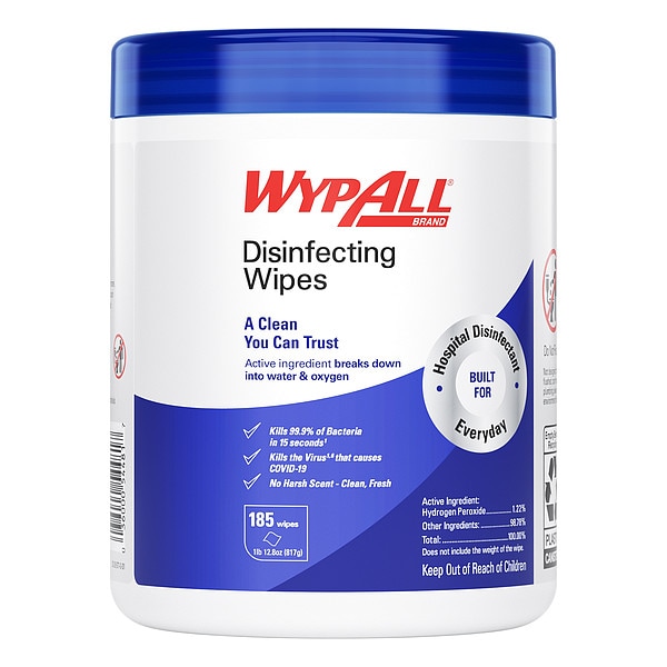 Wypall Disinfecting Wipes, Canister, Fresh, 185 ct - 54481
