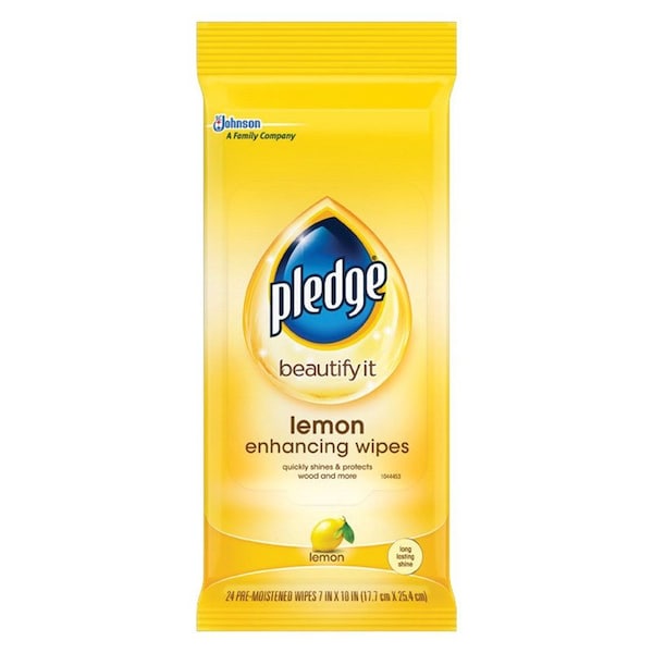 Scrubbing Bubbles Pledge Lemon Scent Furniture Polish 24 wipes Wipes - 72807