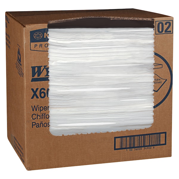 Kimberly-Clark Professional WypAll General Clean X60 Multi-Task Cleaning Cloths (34900), Flat Sheets, White, 150 Sheets / Pack - 34900