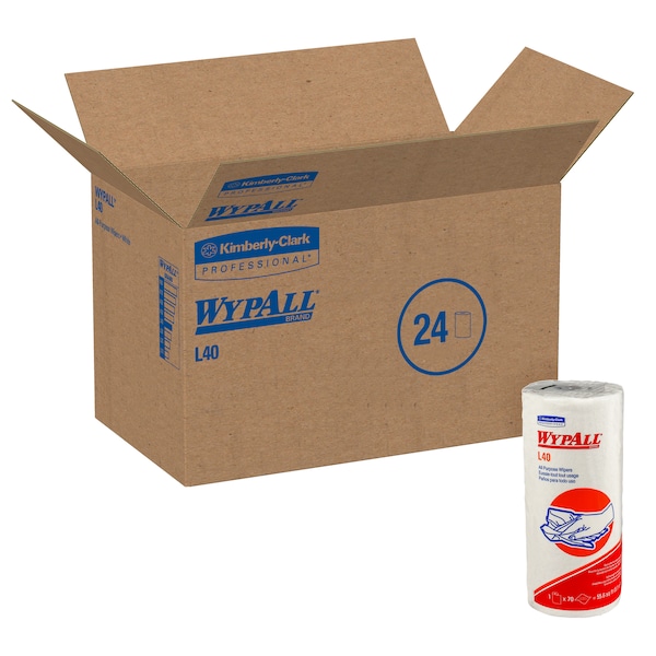 Kimberly-Clark Professional WypAll Power Clean L40 Extra Absorbent Towels (05027), Limited Use Towels, White, 24 Rolls/Case - 05027