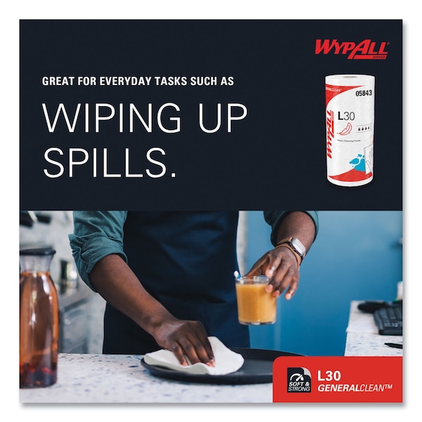 Wypall L30 Towels, 11 x 10.4, White, PK24 - 412-05843