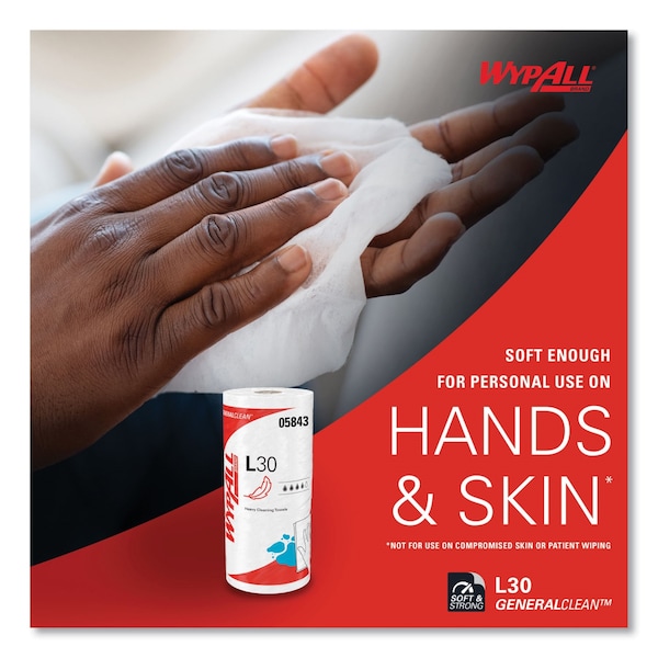 Wypall L30 Towels, 11 x 10.4, White, PK24 - 412-05843