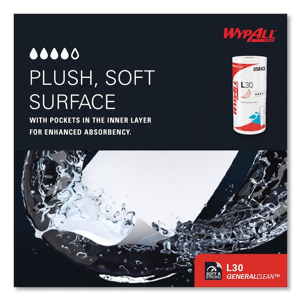 Wypall L30 Towels, 11 x 10.4, White, PK24 - 412-05843
