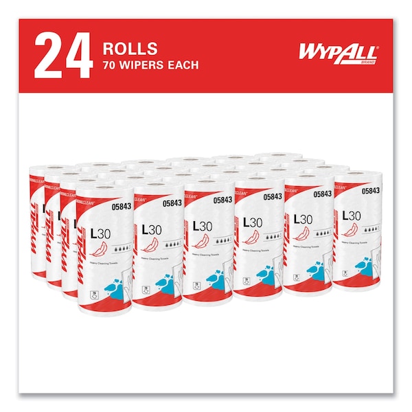 Wypall L30 Towels, 11 x 10.4, White, PK24 - 412-05843