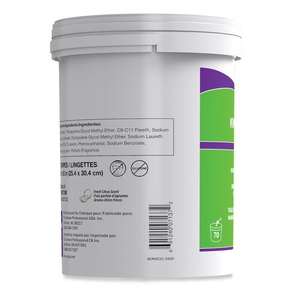Sc Johnson Professional Kresto KWIK-WIPES, Cloth, 1-Ply, 7.9 x 5.7, Citrus, White, 70 Wipes, PK6 - KKW70W