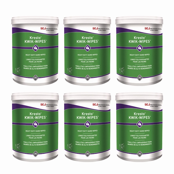 Sc Johnson Professional Kresto KWIK-WIPES, Cloth, 1-Ply, 7.9 x 5.7, Citrus, White, 70 Wipes, PK6 - KKW70W