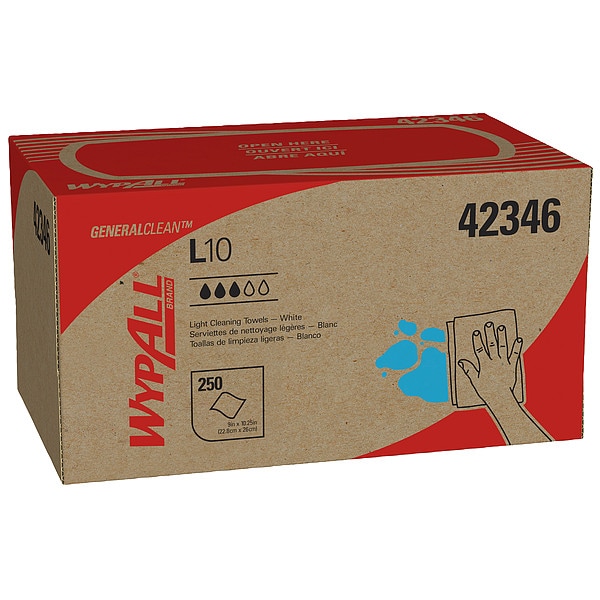 Kimberly-Clark Professional Wypall L10 Disposable Towels 42346 Lightweight 1 Ply Pop-Up Box White 24 250 - 42346