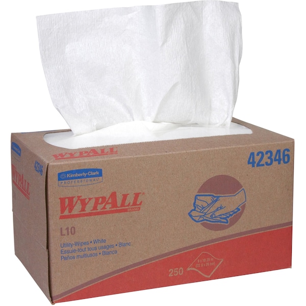 Kimberly-Clark Professional Wypall L10 Disposable Towels 42346 Lightweight 1 Ply Pop-Up Box White 24 250 - 42346