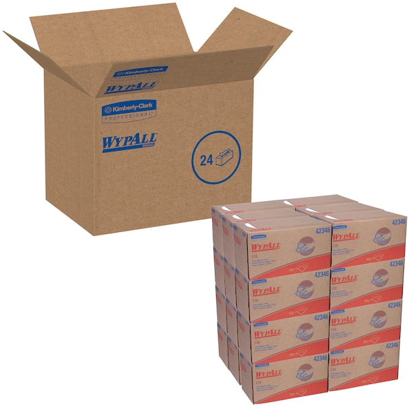 Kimberly-Clark Professional Wypall L10 Disposable Towels 42346 Lightweight 1 Ply Pop-Up Box White 24 250 - 42346