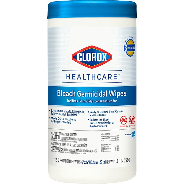 Clorox Germicidal Disinfecting Wipes, 6 x 5", 6 Pack, 150 Wipes/ Pack - 30577