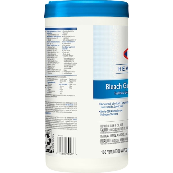 Clorox Germicidal Disinfecting Wipes, 6 x 5", 6 Pack, 150 Wipes/ Pack - 30577
