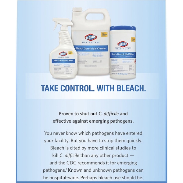 Clorox Germicidal Disinfecting Wipes, 6 x 5", 6 Pack, 150 Wipes/ Pack - 30577