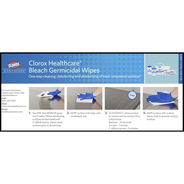 Clorox Germicidal Disinfecting Wipes, 6 x 5", 6 Pack, 150 Wipes/ Pack - 30577
