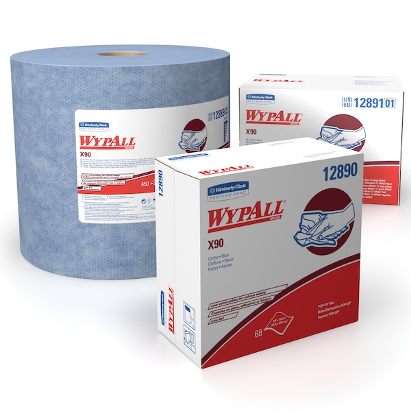 Kimberly-Clark Professional WypAll Power Clean X90 Ultra Duty Cloths (12890), Wipes POP-UP BOX, Blue Denim, 5 Boxes /Case - 12890