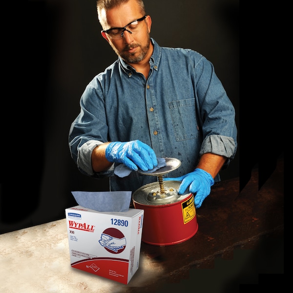 Kimberly-Clark Professional WypAll Power Clean X90 Ultra Duty Cloths (12890), Wipes POP-UP BOX, Blue Denim, 5 Boxes /Case - 12890