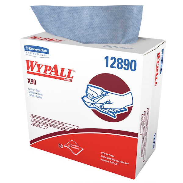 Kimberly-Clark Professional WypAll Power Clean X90 Ultra Duty Cloths (12890), Wipes POP-UP BOX, Blue Denim, 5 Boxes /Case - 12890