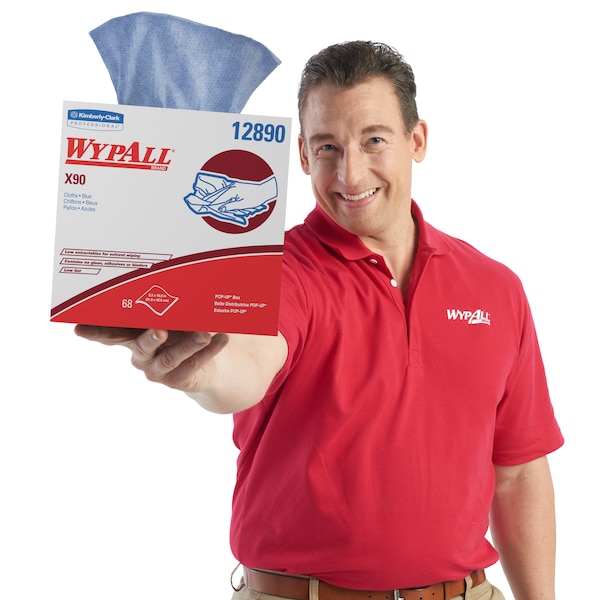 Kimberly-Clark Professional WypAll Power Clean X90 Ultra Duty Cloths (12890), Wipes POP-UP BOX, Blue Denim, 5 Boxes /Case - 12890