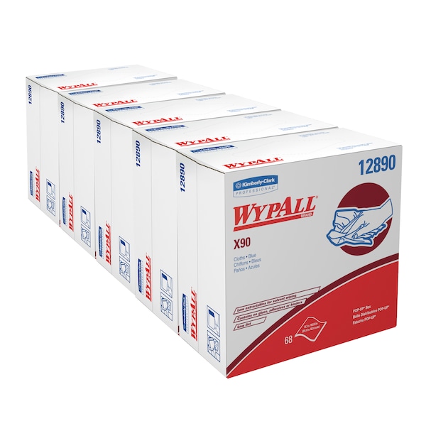 Kimberly-Clark Professional WypAll Power Clean X90 Ultra Duty Cloths (12890), Wipes POP-UP BOX, Blue Denim, 5 Boxes /Case - 12890