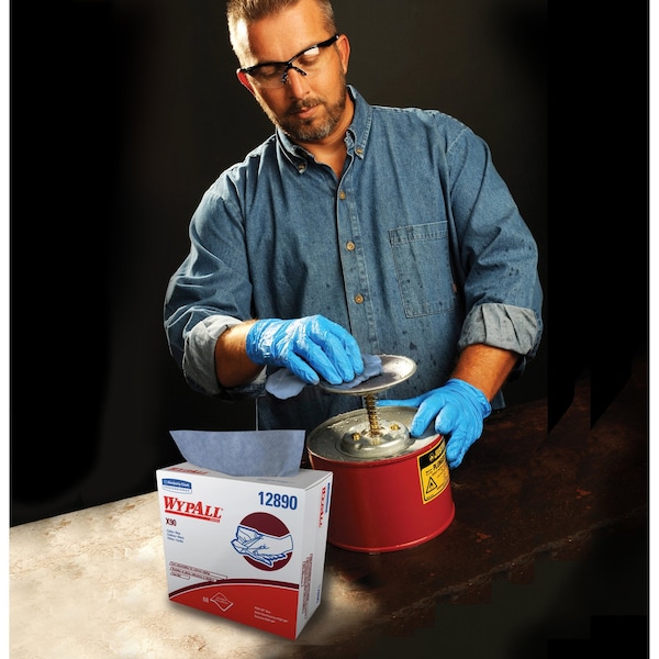 Kimberly-Clark Professional WypAll Power Clean X90 Ultra Duty Cloths (12890), Wipes POP-UP BOX, Blue Denim, 5 Boxes /Case - 12890