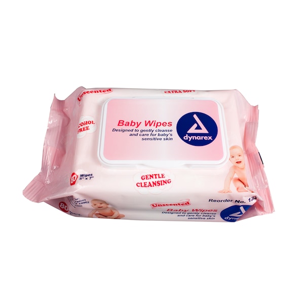 Dynarex Baby Wipes unscented with Plastic Lid - 5"x7" - 1328