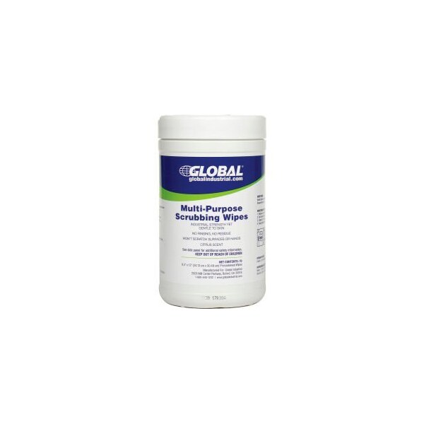 Global Equipment Multi-Purpose Scrubbing Wipes 70 Wipes/Canister 6 Canisters/Case - 1539GL