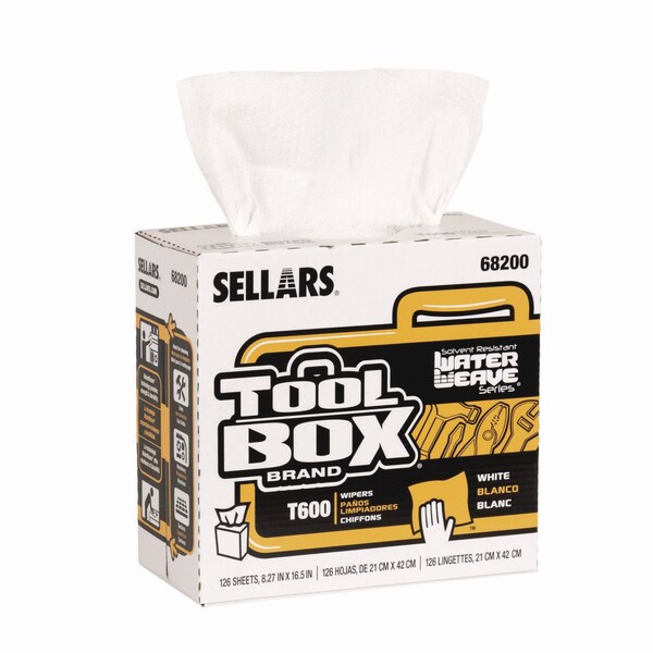 Sellars TOOLBOX WaterWeave T600 Wipers, 1-Ply, 8.27 x, 16.5, White, 126 Wipers, 10PK - 68200