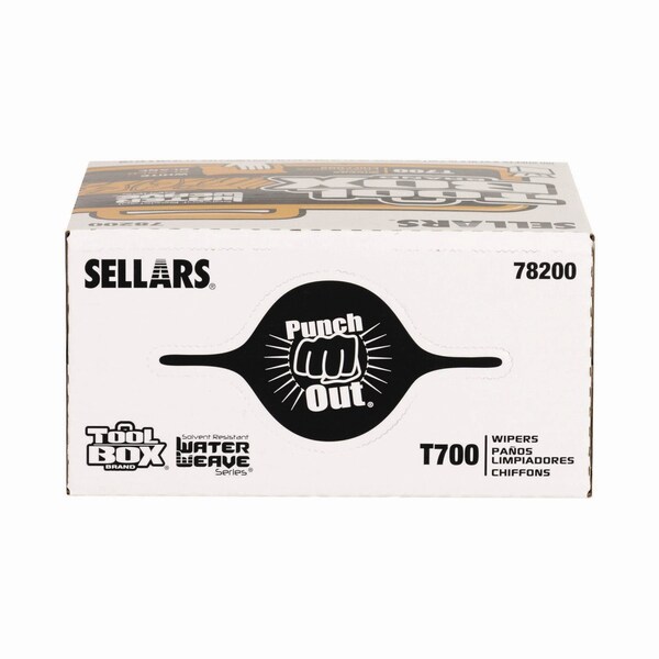 Sellars TOOLBOX WaterWeave T700 Wipers, 1-Ply, 8.27 x 16.5, White, 100 Sheets/Box, 8PK - 78200