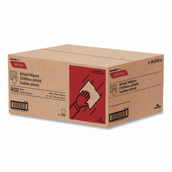 Cascades Pro Tuff-Job Airlaid Wipers, Medium, 12 x 13, White, PK900 - W310