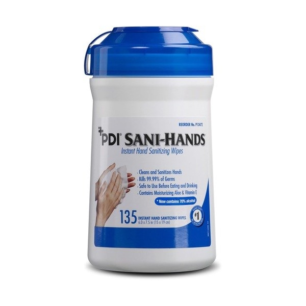 Pdi Hc Wipes, Hand Sanitizing, 135 Wipes/Can, 6inx7-1/2in, WE, 12PK - PDIP13472CT