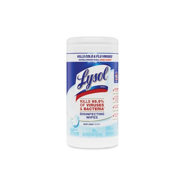 Lysol LYSOL, DISINFECTING WIPES, 7 X 8, CRISP LINEN, 80 WIPES/CANISTER - 89346