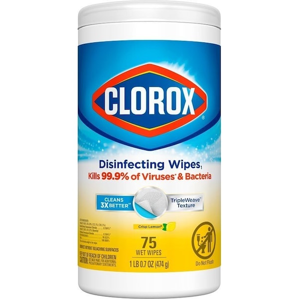Clorox 0 Disinfecting Wipes, Can, Liquid, Citrus, White - 1628