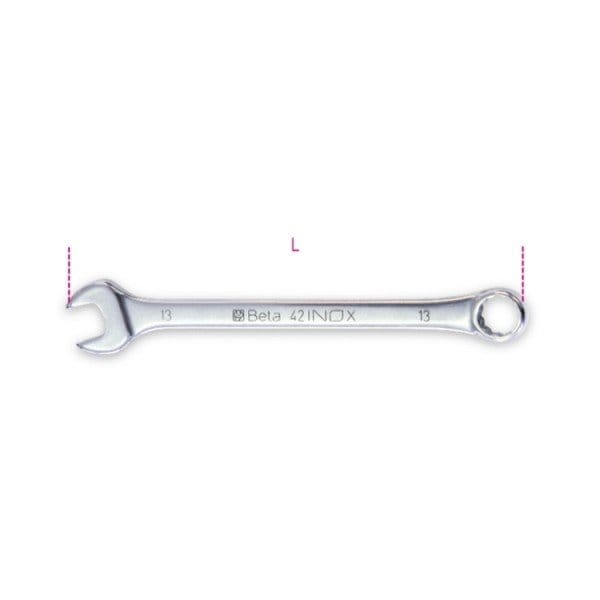 Llave combinada Beta 42INOX de acero inoxidable, métrica 7mm, de 12 puntas, con offset de 15 grados - 000420307