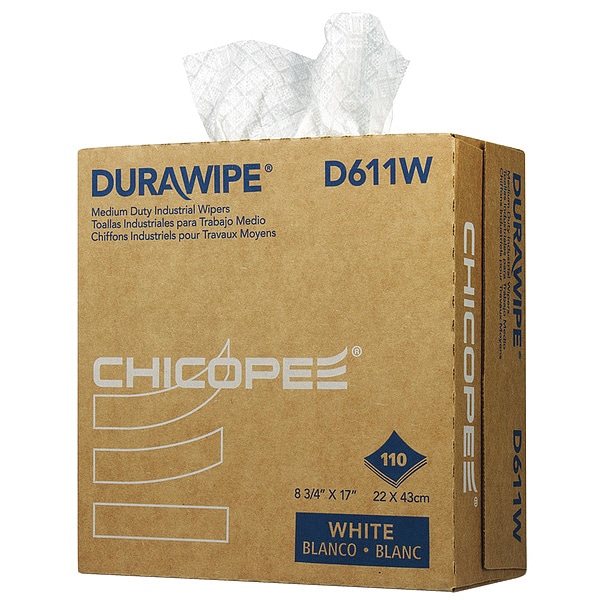 Durawipe Durawipe 600 Wiper, Pop-Up, White, PK12 - D611W