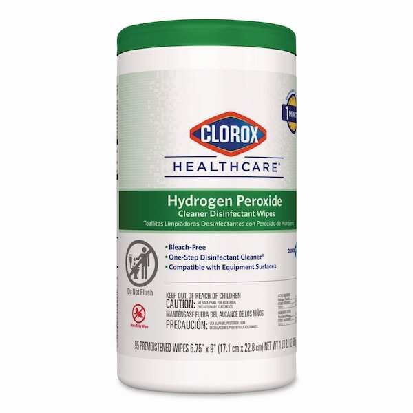 Clorox Hydrogen Peroxide Cleaner Disinfectant Wipes, 6.75 x 9, White, 95 Wipes - CLO 30824
