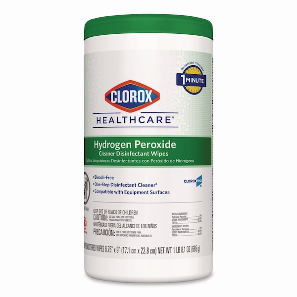 Clorox Hydrogen Peroxide Cleaner Disinfectant Wipes, 6.75 x 9, White, 95 Wipes - CLO 30824