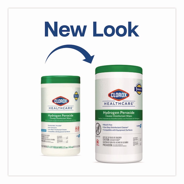 Clorox Hydrogen Peroxide Cleaner Disinfectant Wipes, 6.75 x 9, White, 95 Wipes - CLO 30824