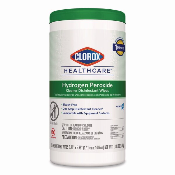 Clorox Hydrogen Peroxide Cleaner Disinfectant Wipes, 6.75 x 5.75, Unscented, 155 Wipes - 30825