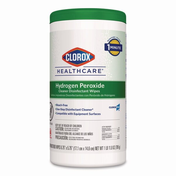 Clorox Hydrogen Peroxide Cleaner Disinfectant Wipes, 6.75 x 5.75, Unscented, 155 Wipes - 30825