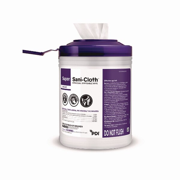 Sani Professional Super Sani-Cloth Germicidal Disposable Wipes, 1-Ply, 7.5in x 15in, Unscented, White, 75 Wipes - P86984