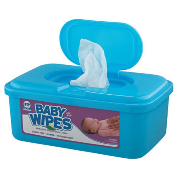 Amercareroyal Baby Wipes Tub; White - 80 Per Tub - 742-RPBWU80