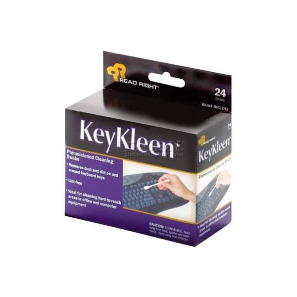 Advantus Read Right Key Kleen Swabs, RR1243, Pre-Moistened, 24/Box - RR1243