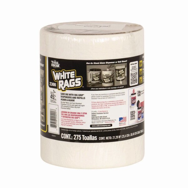 Toolbox Z300 Wipers Big Grip Refill, 1-Ply, 10 x 12, White, 6PK - 660708204218